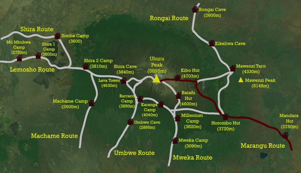 Mount kilimanjaro routes