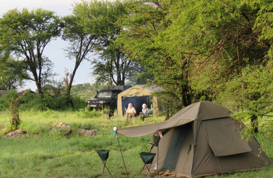 Camping safari setup in Tanzania
